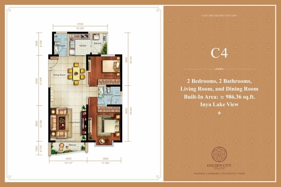 Layout C4 2 Bedrooms Condo For Sale In Yangon Dot Property